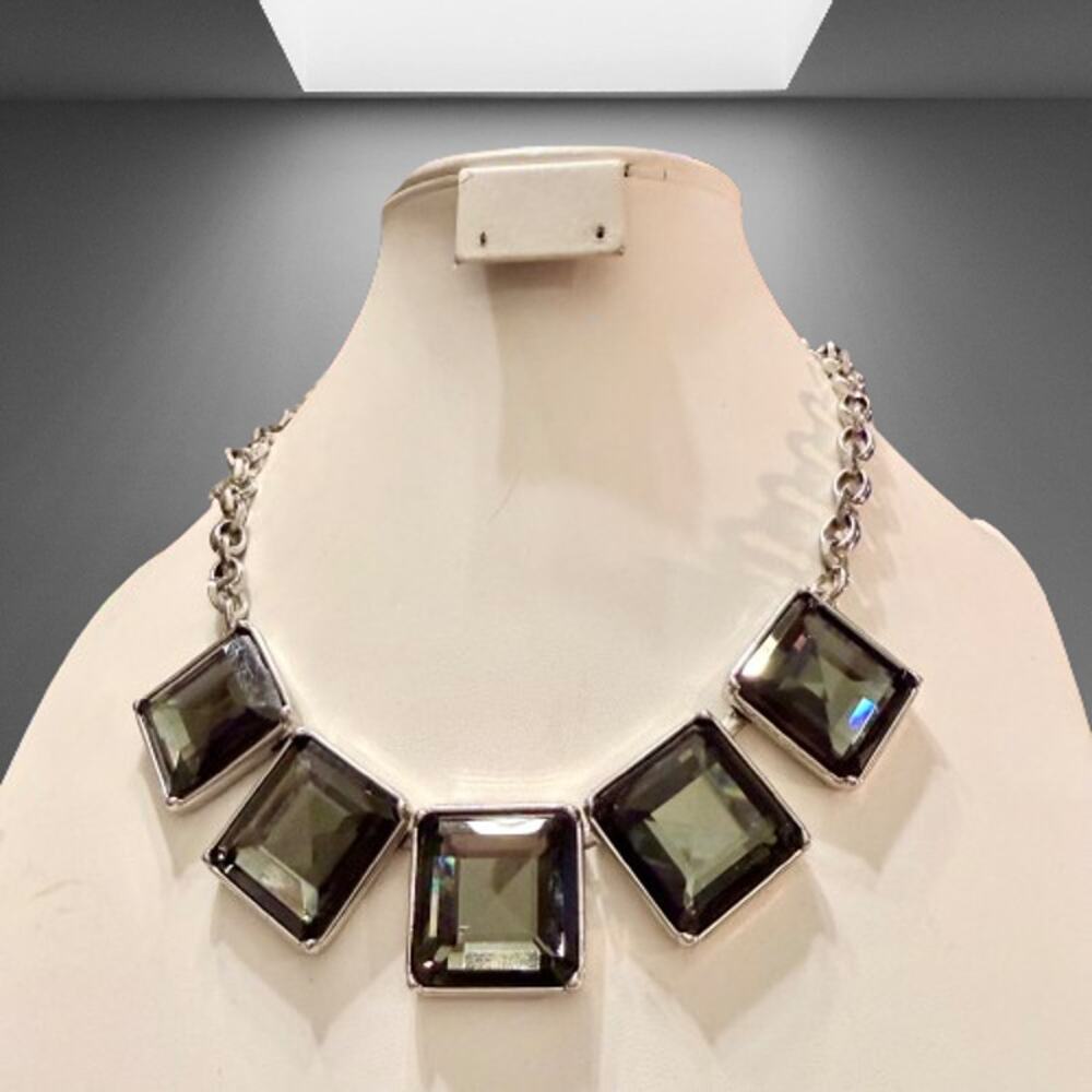 Banana Republic Taupe Chunky Crystal Statement Necklace